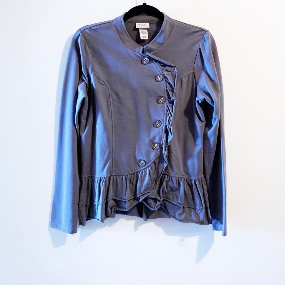 NWOT Gray Ruffle Blazer